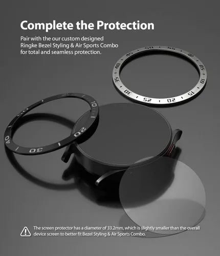 Vista 4 de Ringke Vidrio para bisel [4 unidades] Compatible con Samsung Galaxy Watch 4 Protector de pantalla (1.575 pulgadas), vidrio templado, dureza 9H