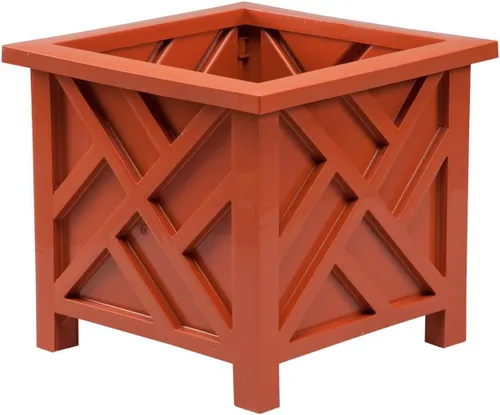 Vista 7 de Miles Kimball Chippendale - Maceta color negro, soporte para plantas para jardín, patio y césped, 14 ¾ pulgadas cuadradas x 13 ¼ de alto en total