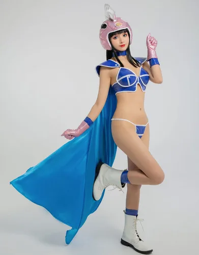 Vista 3 de Miccostumes Disfraz de anime para mujer y niña, con gorro, guantes y accesorios para cinturón