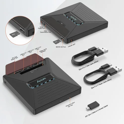 Vista 8 de Alxum Unidad externa de CD y DVD, quemador óptico del lector de discos con Sata negro