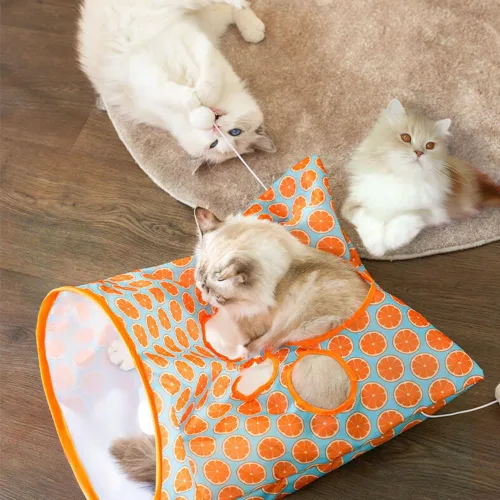 Vista 4 de AIIONP Bolsa de túnel para gatos, tubos interactivos para gatos para mascotas, sonido de arena, bola de felpa, ideal para razas medianas y pequeñas