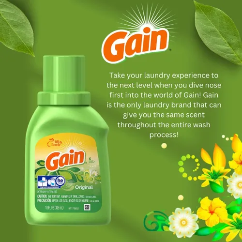 Vista 3 de Gain Detergente líquido, aroma original, 10 onzas