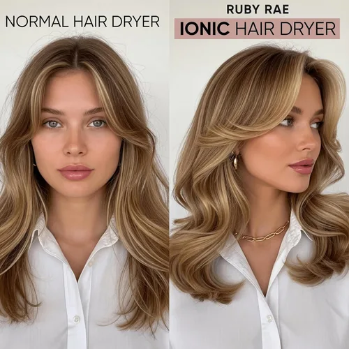 Vista 5 de RUBY RAE Secador de pelo Ionic de 2000 W, secador profesional de doble voltaje con difusor, diseño ligero, secado rápido, tecnología de bajo ruido