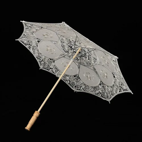 Vista 4 de Niiyen Vintage Lace Umbrella, Handmade Lace Flower Embroidery Parasol, Sun Parasol Folding Flower Embroidery Umbrella, Wedding Bride Photography