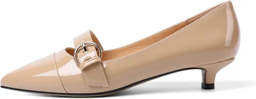 Vista 2 de Zamikoo Zapatos de tacón de gatito puntiagudos para mujer, tacones bajos con correa de hebilla, zapatos de tacón de 1.5 pulgadas, zapatos de tacón