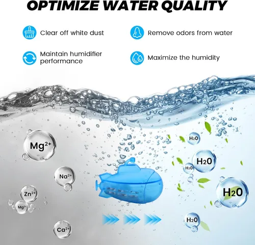 Vista 3 de puxyblue Paquete de 14 humidificadores de tanque limpiador azul pequeño submarino apto para la mayoría de humidificadores y peceras, purifica