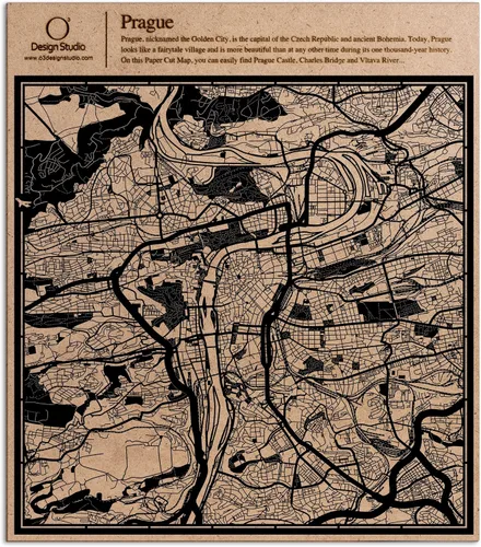 Vista 79 de O3 Design Studio Abu Dhabi - Mapa de corte de papel negro (12 x 12 pulgadas)