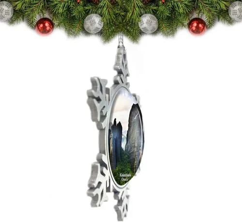 Vista 2 de Grecia Meteora Kalambaka - Adorno de Navidad para decoración de árbol de cristal, regalo de recuerdo de metal