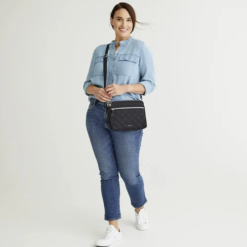 Vista 5 de Vera Bradley Bolso cruzado de sarga de rendimiento para mujer con triple compartimento