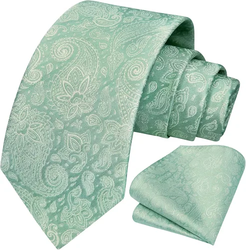 Vista 111 de HISDERN Corbatas para hombre, corbata de cachemira y bolsillo cuadrado tejido clásico floral para hombre, corbata de fiesta de boda