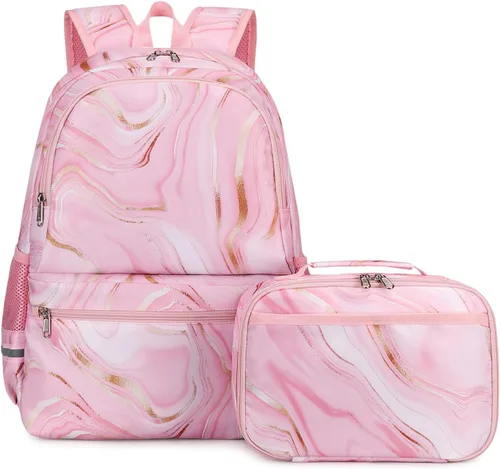 Vista 11 de Octsky - Juego de mochila escolar para niños y niñas con lonchera, Classic Lago Floral