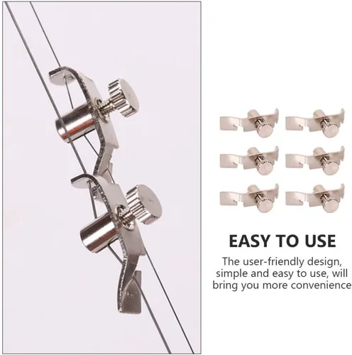 Vista 7 de 6 Uds Erhu Fine-Tuning Strings Erhu String Tuning Tool Violin String Adjuster Erhu Fine Tuner Plata Acero Inoxidable