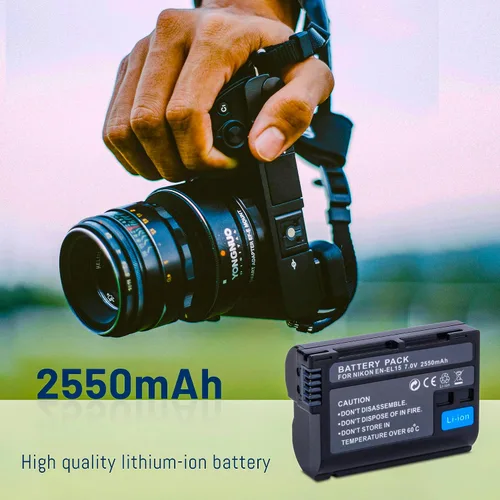 Vista 5 de Paquete de 3 baterías EN-EL15/EL15A/EL15B/EL15C con cargador LCD inteligente de triple ranura para Nikon Z6 Z7 D500 D600 D610 D750 D780 D800E D810