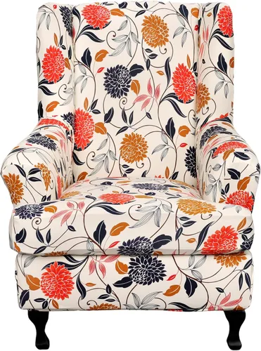Vista 35 de HAOYONG Fundas para silla de alas estampadas, 2 piezas, fundas elásticas para sillón con respaldo de ala, fundas protectoras lavables para sala