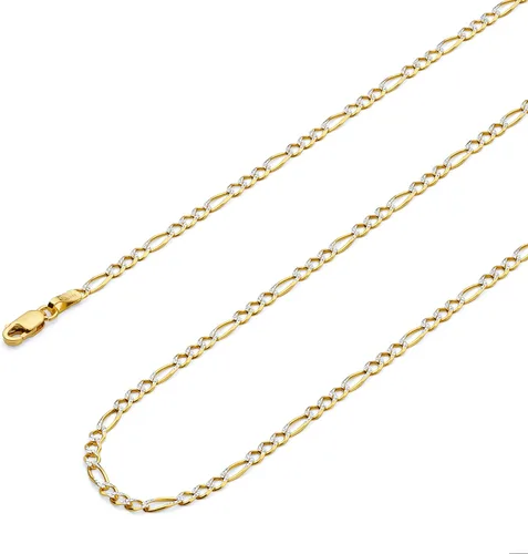 Vista 7 de Wellingsale Cadenas Figaro de oro macizo de 14 quilates (opciones seleccionadas)