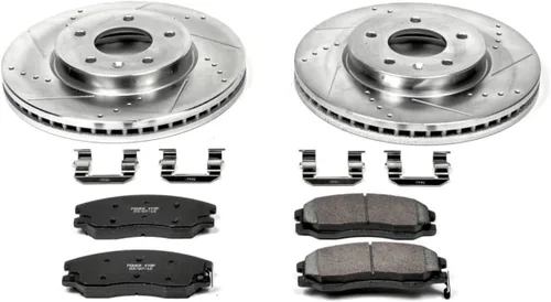 Vista 2 de Power Stop K2090 Front Z23 - Pastillas de freno de fibra de carbono con rotores de freno perforados y ranurados para Chevrolet Captiva