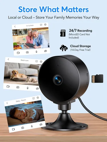 Vista 8 de Cámara de seguridad interior Elelink 2K 3MP, detección de movimiento y sonido, alertas en tiempo real, audio bidireccional, funciona con Alexa