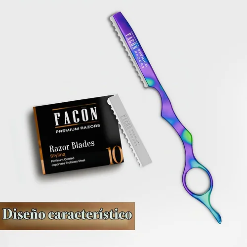 Vista 8 de Facón - Navajas para cortar el cabello - Juego profesional de navajas para peinado con 11 cuchillas de repuesto, herramienta de corte de cabello