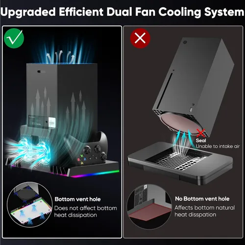 Vista 2 de Soporte de ventilador de refrigeración para Xbox Series X con luces RBG