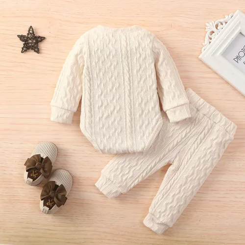 Vista 2 de FOCUSNORM Ropa de bebé recién nacido, ropa de algodón acanalado, pantalones de punto para primavera y otoño