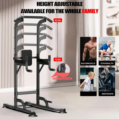 Vista 3 de K KiNGKANG Torre de Potencia Ajustable para Gimnasio en Casa - Estación Multifuncional de Dominadas y Fondos para Entrenamiento de Fuerza