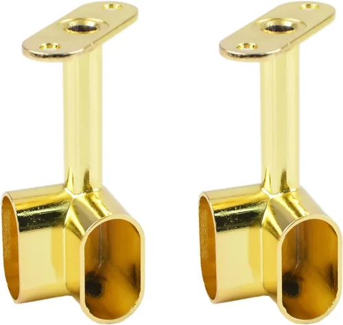 Vista 7 de INCREWAY 2 piezas de soporte de barra de armario ovalada de esquina 90 ° resistente accesorios de armario para ropa riel de ropa asiento para barra