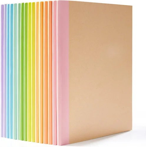 Vista 10 de feela Paquete de 16 cuadernos de composición a granel, con cubierta de papel kraft con rayas universitarias, diarios de viaje con espinas arcoíris