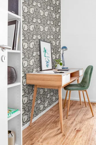 Vista 5 de NextWall - Papel pintado floral de pimpernel de despegar y pegar (carbón y gris perla)