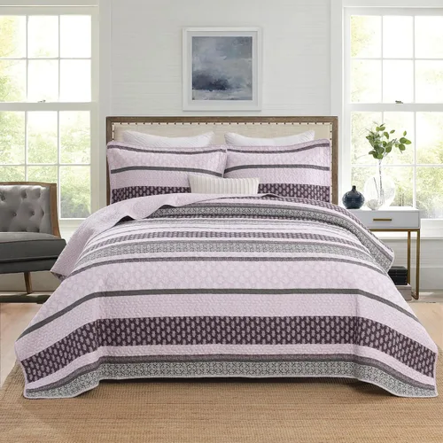 Vista 13 de Juego de ropa de cama con colcha Homzard tamaño individual - Juego de edredón 100% algodón, colcha de cama gris y azul para la cama, ropa de cama
