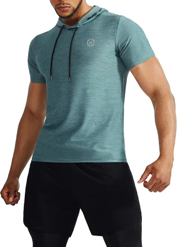 Vista 5 de NELEUS Camisa deportiva Dry Fit Performance con capucha para hombre