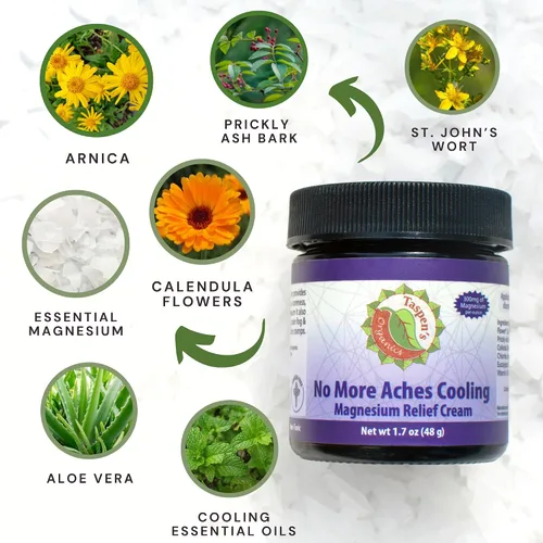 Vista 9 de Taspen's Organics Magnesium No More Aches Cooling Cream – Crema tópica de magnesio para alivio muscular, dolores musculares y recuperación después