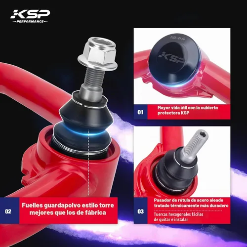 Vista 3 de KSP Brazo de Control Superior de 2-4" para F150 2004-2020, Brazo de Control de Repuesto del Mercado de Accesorios para Brazo de Fábrica/Stock Rojo