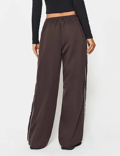 Vista 3 de Pantalones de paracaídas para mujer, pantalones cargo con cintura elástica, pierna ancha, ropa Y2K