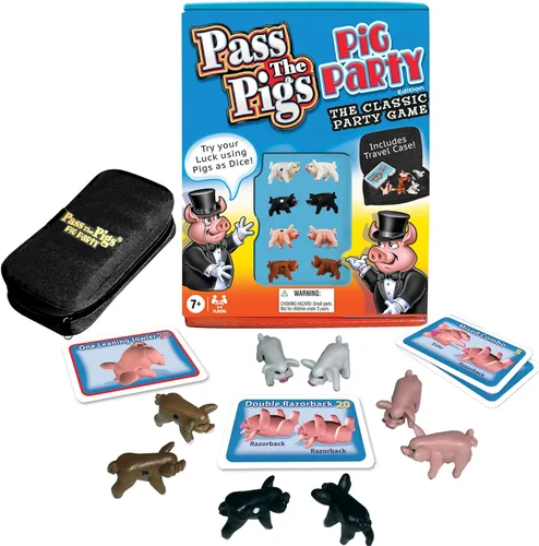 Vista 4 de Pass The Pigs: Edición Fiesta de Cerdos de Winning Moves Games USA, Prueba tu suerte usando cerdos como dados, hasta 4 jugadores pueden jugar ahora