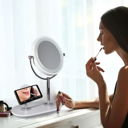 Vista 8 de Ottlite Espejo de maquillaje LED de carga inalámbrica - Luz de aumento iluminada con puerto USB