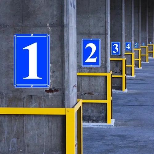 Vista 6 de Premium Aluminum Number Signs, Metal 12" X 8" Blue Numbered Sign Outdoor for Parking Lots, Floor, Dock, Court, Aisle, Field, High Visibility, No