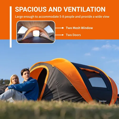 Vista 5 de EchoSmile Tienda de campaña desplegable para 2/4/6 personas, fácil instalación, cúpula resistente al agua, portátil con bolsa de transporte Negro