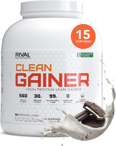 Vista 15 de Rival Nutrition Clean Gainer Proteína en Polvo – 5LB Chocolate Fudge – Alta Proteína para Masa Magra y Ganancia de Peso 580 Calorías, 30g