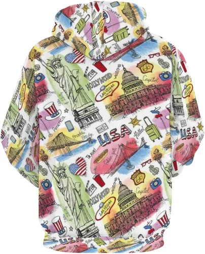 Vista 3 de Sudadera con capucha para hombre y mujer, con estampado 3D, unisex, de manga larga, ligera, para vacaciones