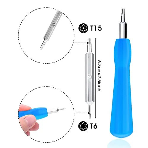 Vista 4 de Juego de puntas de destornillador Ring de repuesto azul y 20 tornillos para timbre T6 T15 y cable cargador de carga para timbre con video