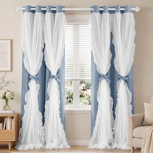 Vista 43 de PONY DANCE Cortinas 100% opacas color beige para dormitorio, 52 pulgadas de Beige - 100% Blackout