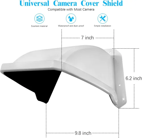 Vista 7 de OOSSXX Cámara de seguridad universal Sun Rain Cover Shield Cover Shield para cámara de vigilancia Techo protector para domo/Bullet cámara exterior