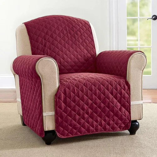 Vista 2 de Collections Etc - Funda protectora para muebles reversible, acolchada y resistente a derrames con lazos - Cubre el fondo del asiento, el respaldo