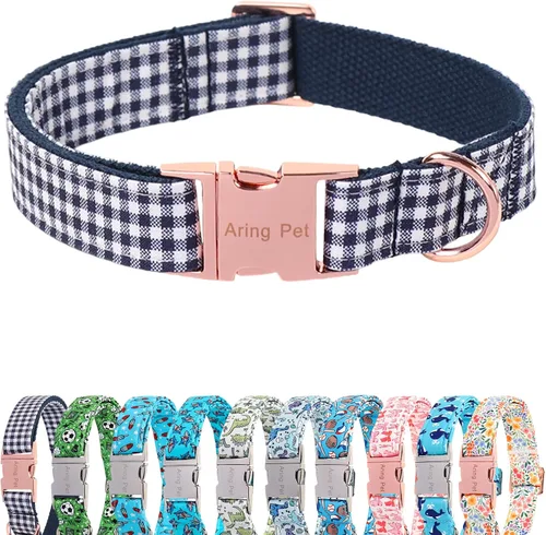 Vista 53 de Aring Pet Collar de algodón, ligero y ajustable, con hebilla de liberación rápida, para perros pequeños, medianos y grandes, para cachorros, S, Hoja