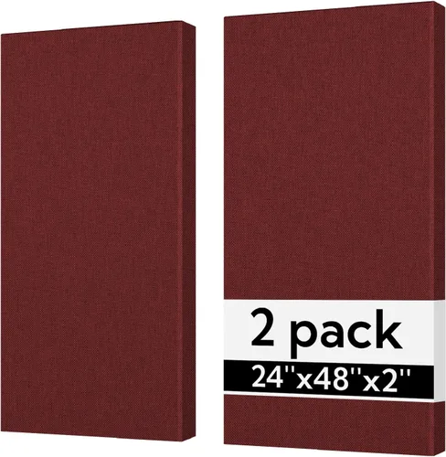 Vista 10 de Olanglab Paneles Acústicos Absorbentes de Sonido para Pared, Paquete de 2, Paneles de Amortiguación de Sonido de Fibra de Vidrio de 2'' 24''x48