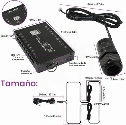 Vista 4 de AKEPO Kit de luces de fibra óptica 3 en 1 con control de aplicación, luz de estrella, estrella fugaz+sincronización de música activada debajo