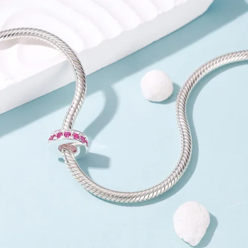 Vista 16 de 925 plata esterlina espaciador encanto grano con CZ transparente para pulseras Pandora Charms