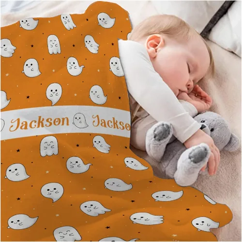 Vista 5 de Cute Ghosts - Manta de bebé personalizada para recién nacido, regalos para Halloween y Navidad, 40 x 30 pulgadas