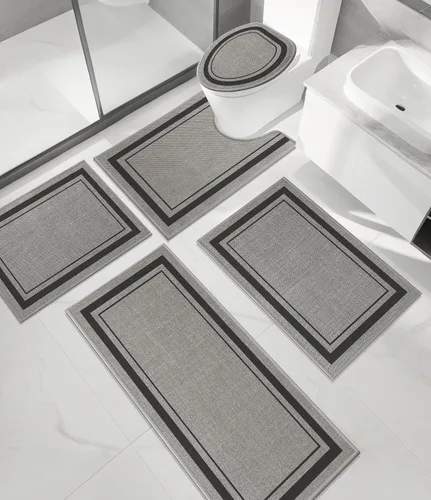 Vista 69 de chakme Juego de 2 alfombras de baño ultrafinas, absorbentes, antideslizantes, lavables a máquina, color beige oscuro, 17 x 24 pulgadas + tapete