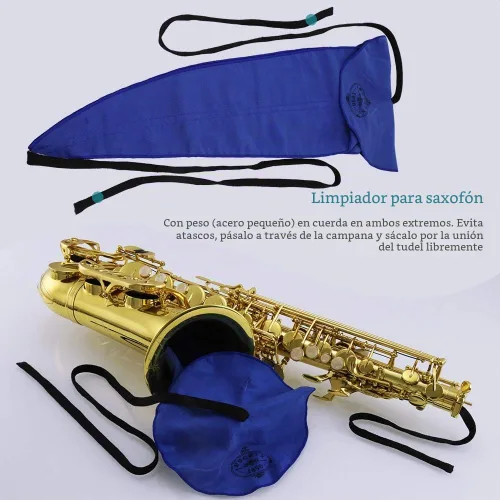 Vista 3 de Kit de limpieza de cuidado de limpiador de saxofón, kit de mantenimiento, aceite de clave, grasa de corcho, hisopo, paño de limpieza, reposamuñecas